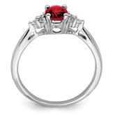 14k White Gold Created Ruby and Diamond Ring